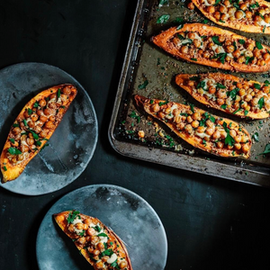 Chickpea & Couscous Sweet Potato Boats