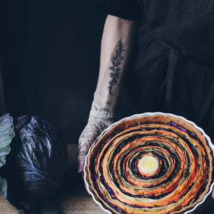 Spiral Vegetable Tart with a Creamy Vegan Sauce